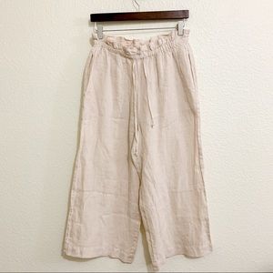 Cloth & Stone NWOT Beige Linen Drawstring Wide Leg Crop Pants